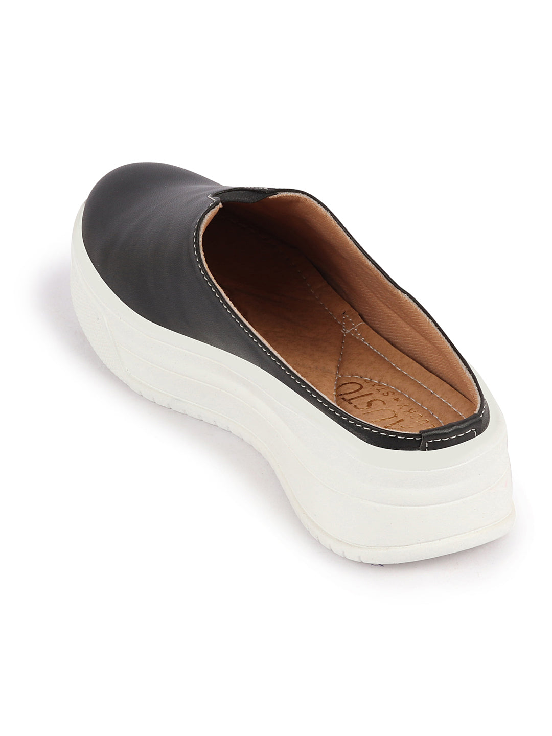 Shop Women Black Outdoor Fashion Comfort Open Back Platform Heel Slip On Casual Shoes Online.
