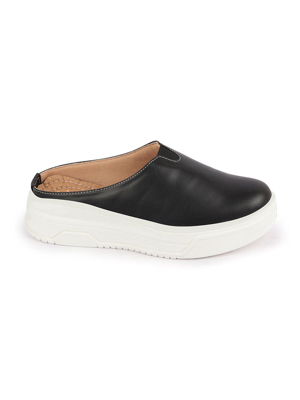 Shop Women Black Outdoor Fashion Comfort Open Back Platform Heel Slip On Casual Shoes Online.