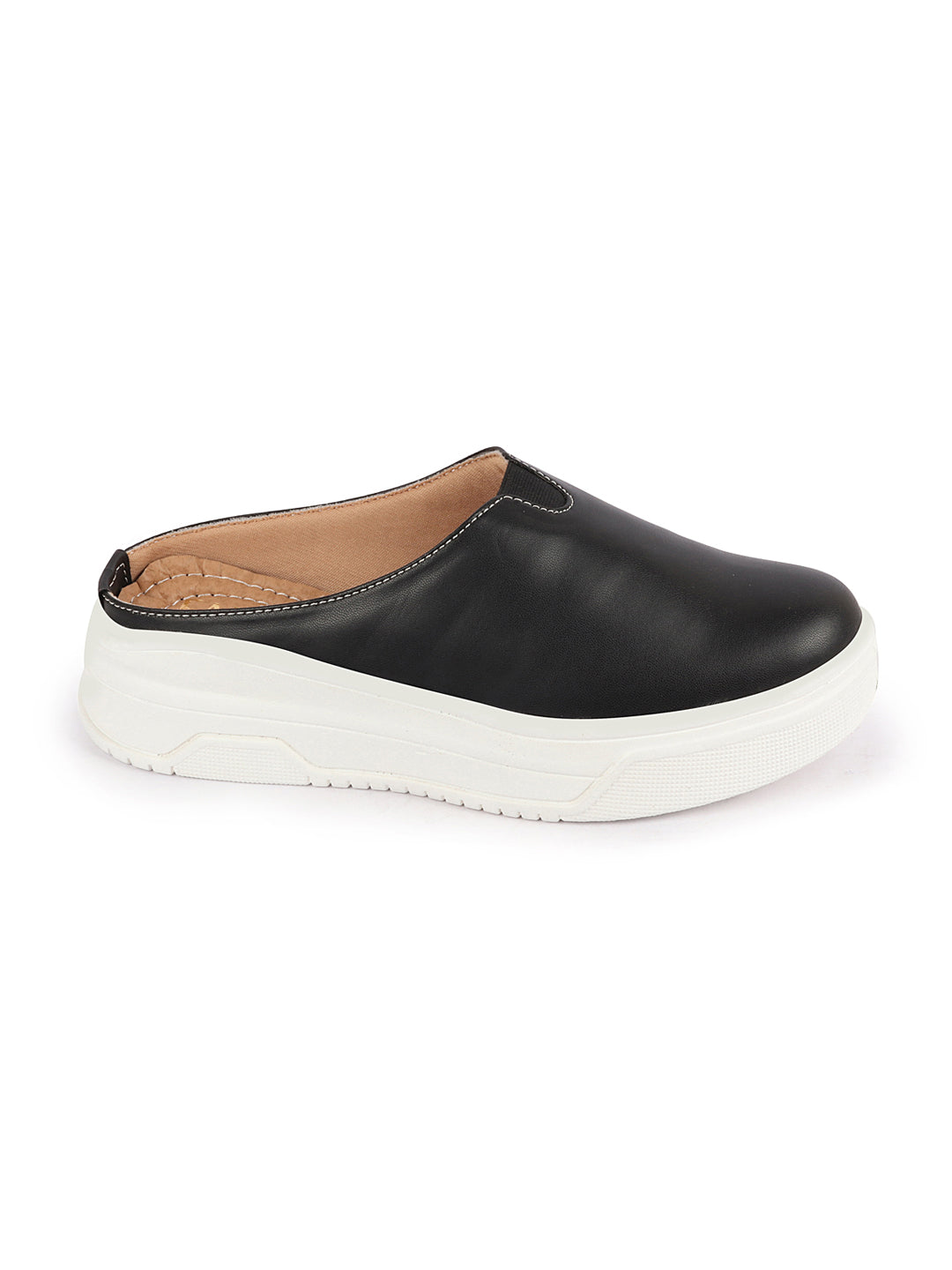 Shop Women Black Outdoor Fashion Comfort Open Back Platform Heel Slip On Casual Shoes Online.