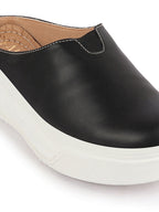 Shop Women Black Outdoor Fashion Comfort Open Back Platform Heel Slip On Casual Shoes Online.