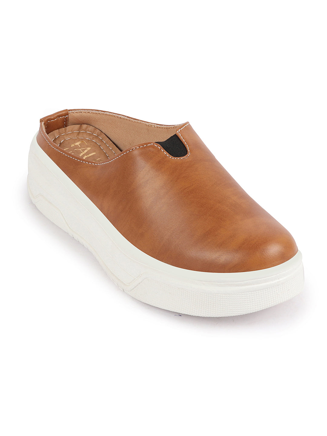 Shop Women Camel Outdoor Fashion Comfort Open Back Platform Heel Slip On Casual Shoes Online.