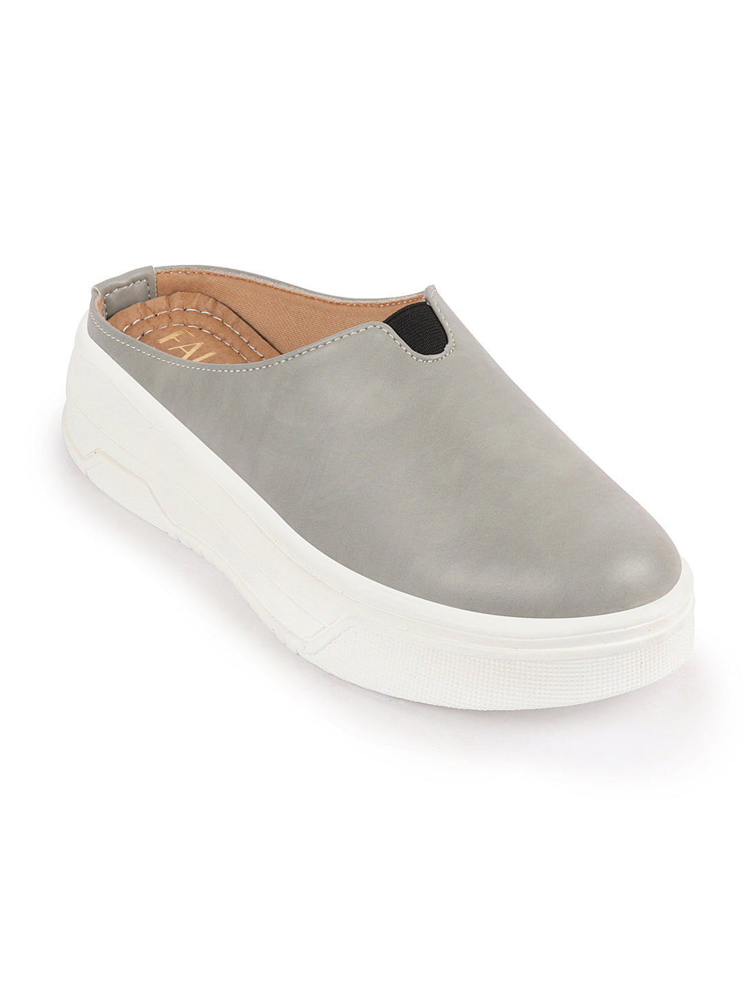 Shop Women Grey Outdoor Fashion Comfort Open Back Platform Heel Slip On Casual Shoes Online.