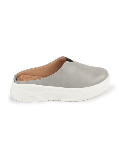 Shop Women Grey Outdoor Fashion Comfort Open Back Platform Heel Slip On Casual Shoes Online.