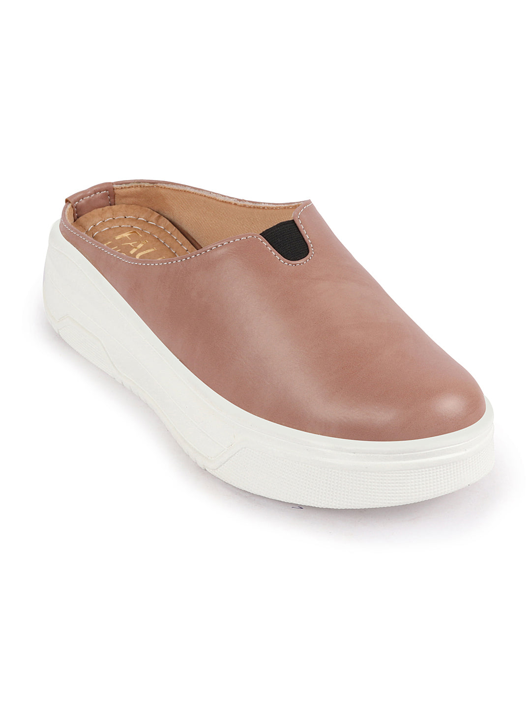 Shop Women Peach Outdoor Fashion Comfort Open Back Platform Heel Slip On Casual Shoes Online.