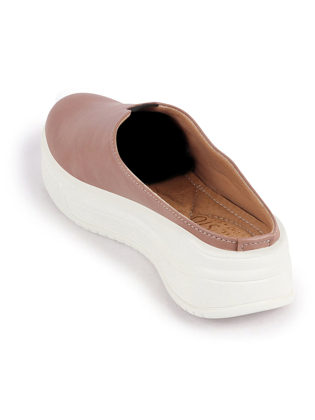 Shop Women Peach Outdoor Fashion Comfort Open Back Platform Heel Slip On Casual Shoes Online.