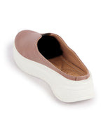 Shop Women Peach Outdoor Fashion Comfort Open Back Platform Heel Slip On Casual Shoes Online.