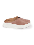 Shop Women Peach Outdoor Fashion Comfort Open Back Platform Heel Slip On Casual Shoes Online.