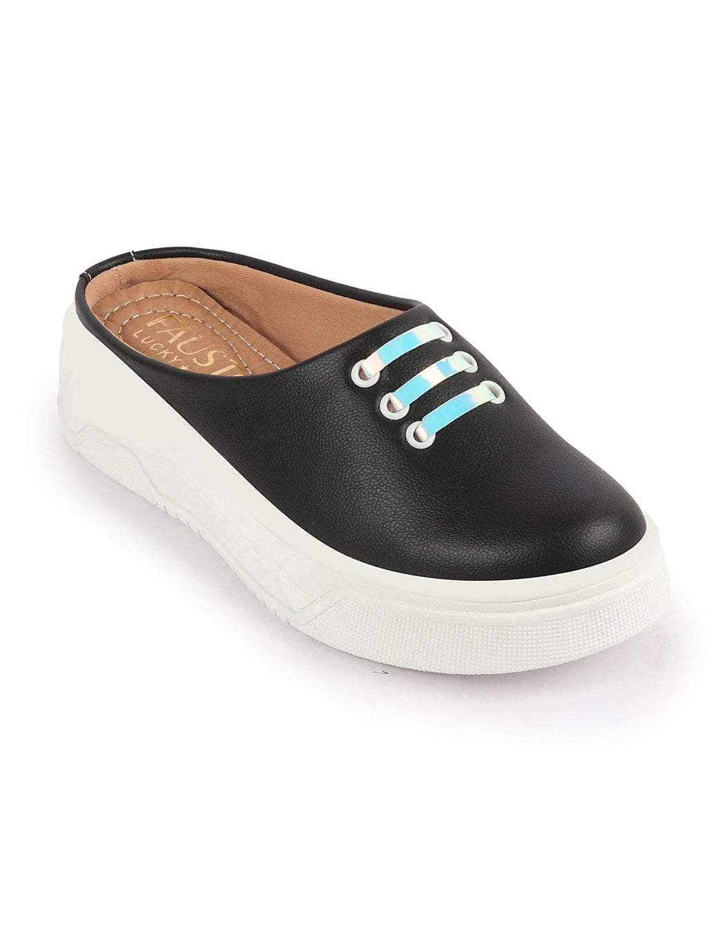 Shop Women Black Outdoor Fashion Comfort Lace Design Open Back Platform Heel Slip On Casual Shoes Online.