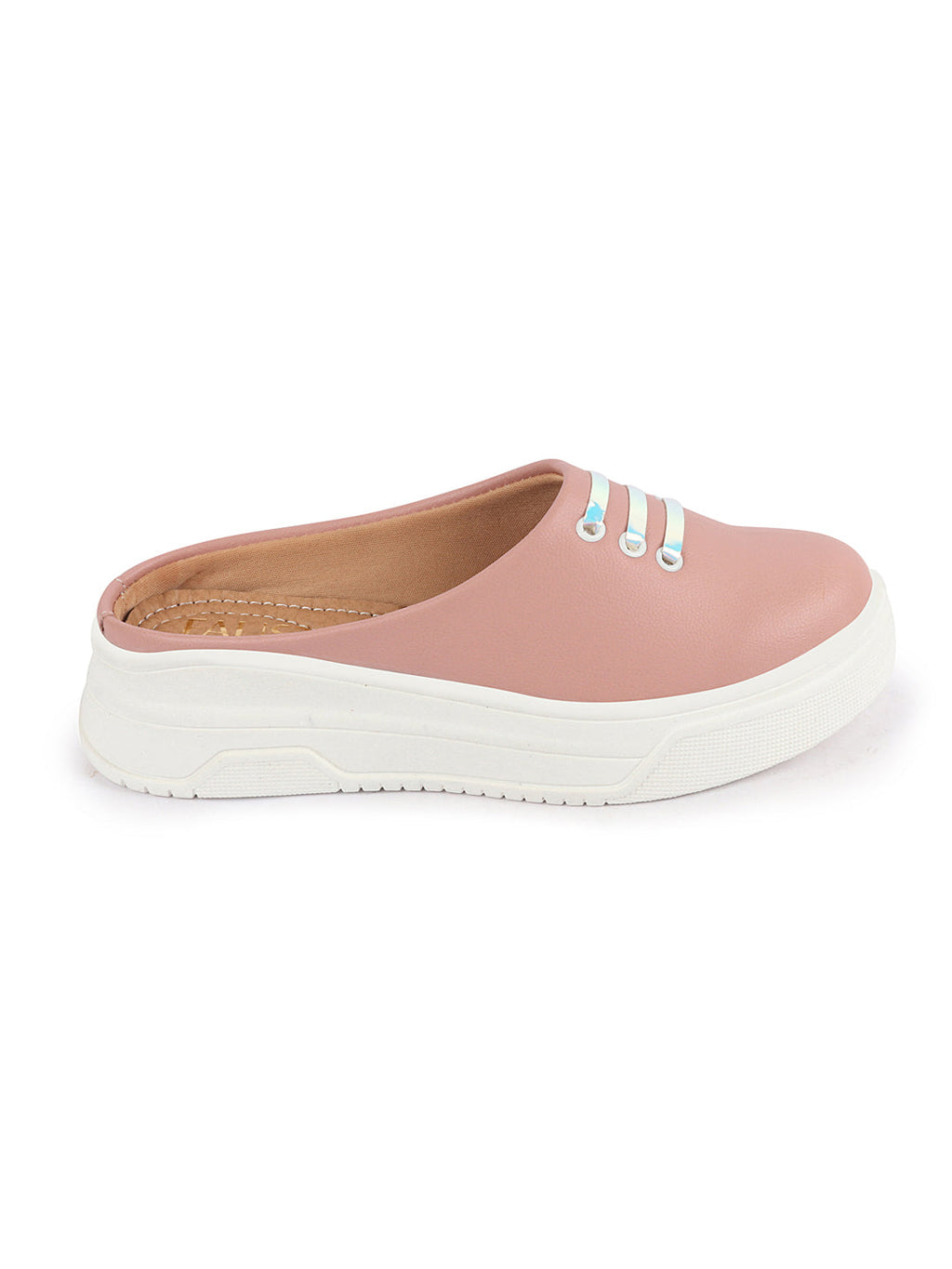 Shop Women Pink Outdoor Fashion Comfort Lace Design Open Back Platform Heel Slip On Casual Shoes Online.