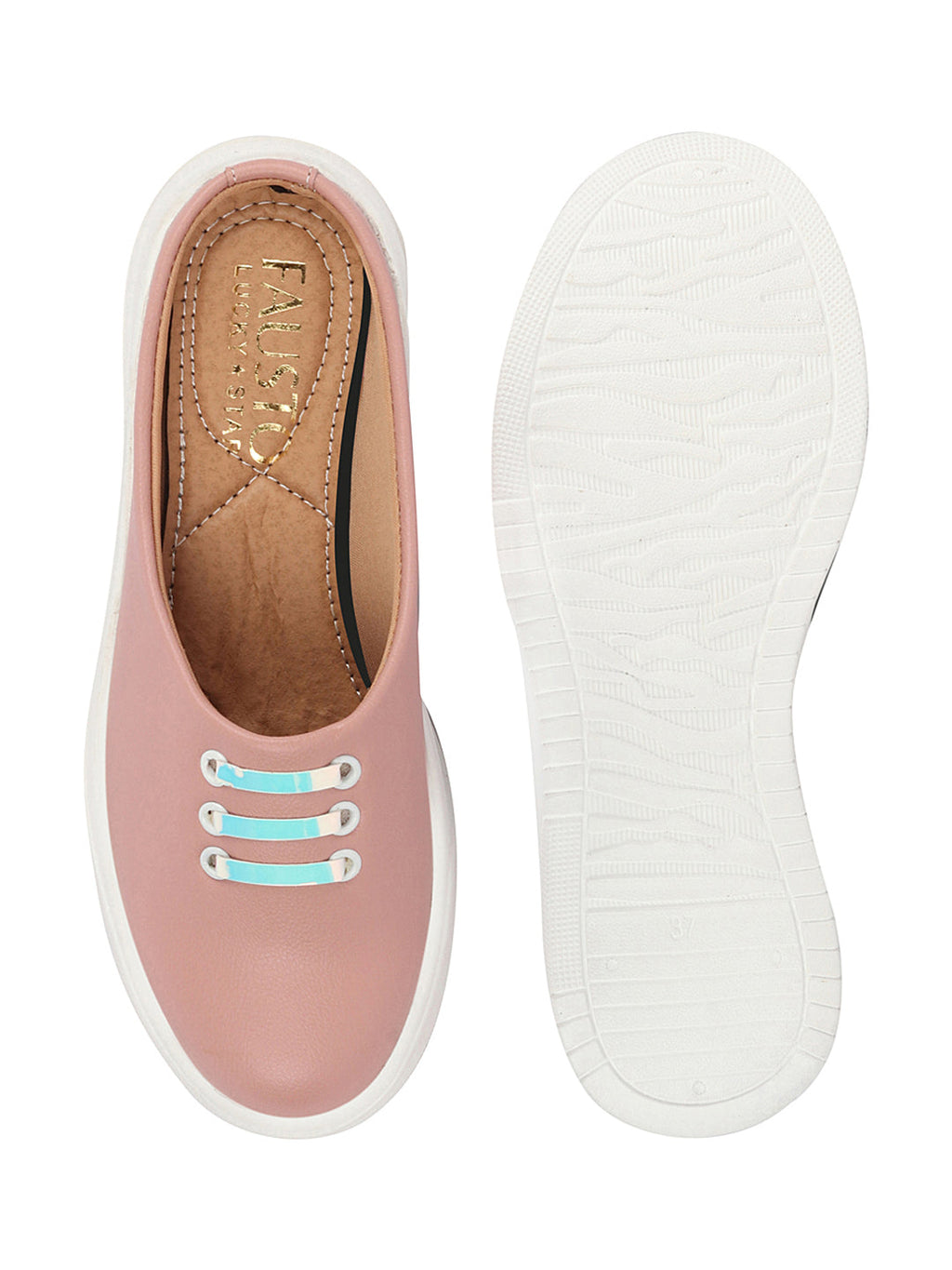 Shop Women Pink Outdoor Fashion Comfort Lace Design Open Back Platform Heel Slip On Casual Shoes Online.