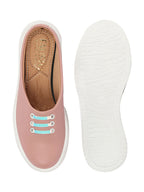 Shop Women Pink Outdoor Fashion Comfort Lace Design Open Back Platform Heel Slip On Casual Shoes Online.