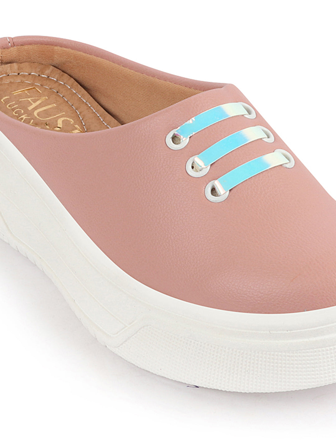Shop Women Pink Outdoor Fashion Comfort Lace Design Open Back Platform Heel Slip On Casual Shoes Online.