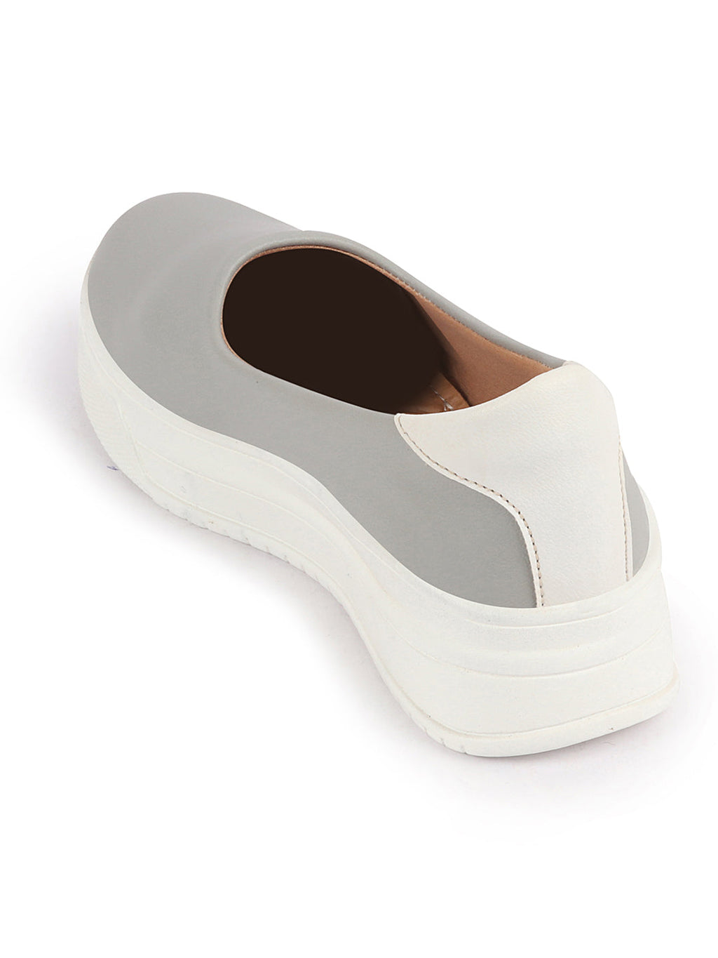 Shop Women Grey Outdoor Fashion Comfort Height Enhance Platform Heel Ballerina Slip On Shoes Online.