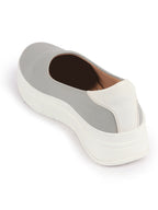 Shop Women Grey Outdoor Fashion Comfort Height Enhance Platform Heel Ballerina Slip On Shoes Online.