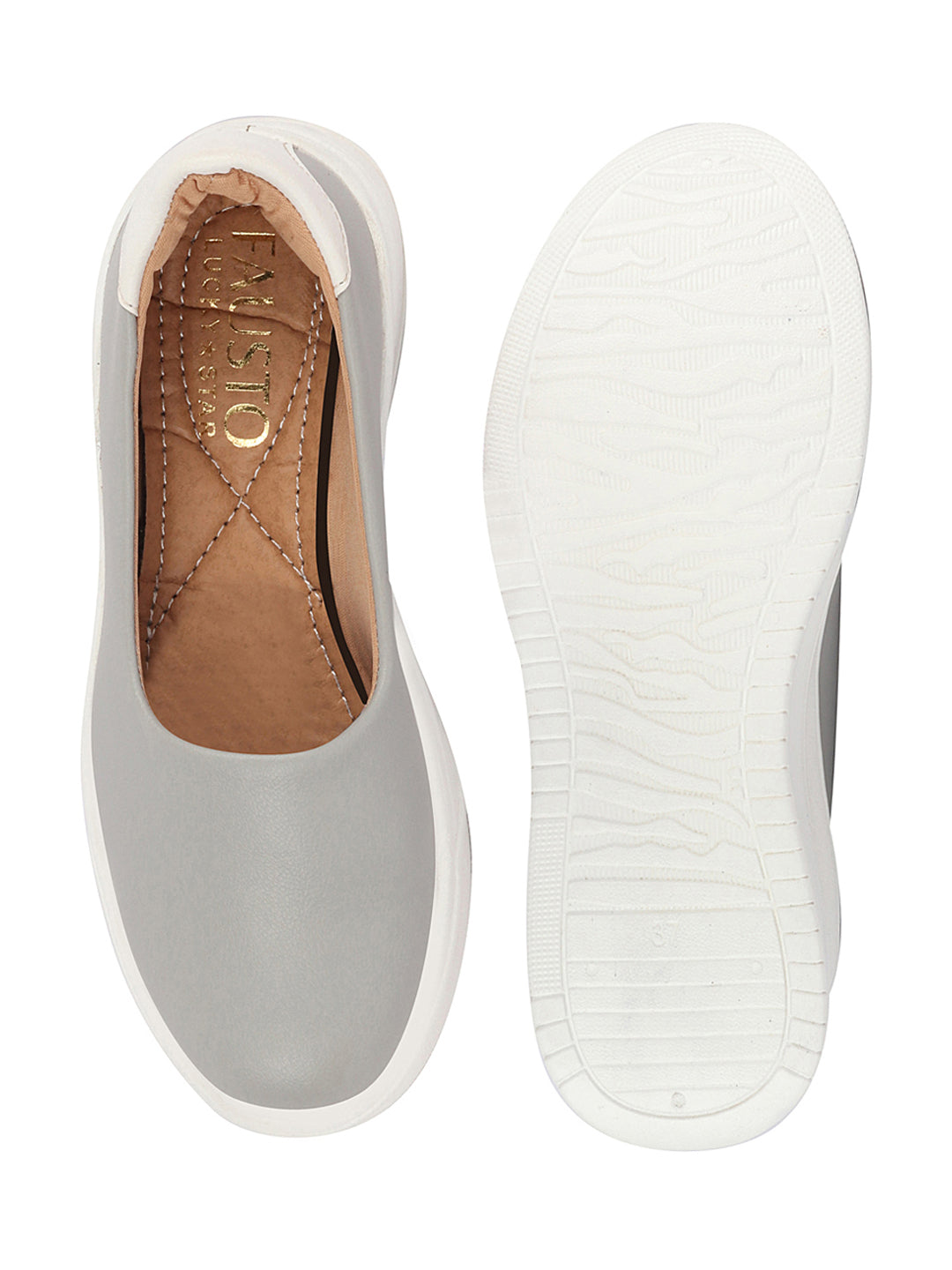 Shop Women Grey Outdoor Fashion Comfort Height Enhance Platform Heel Ballerina Slip On Shoes Online.