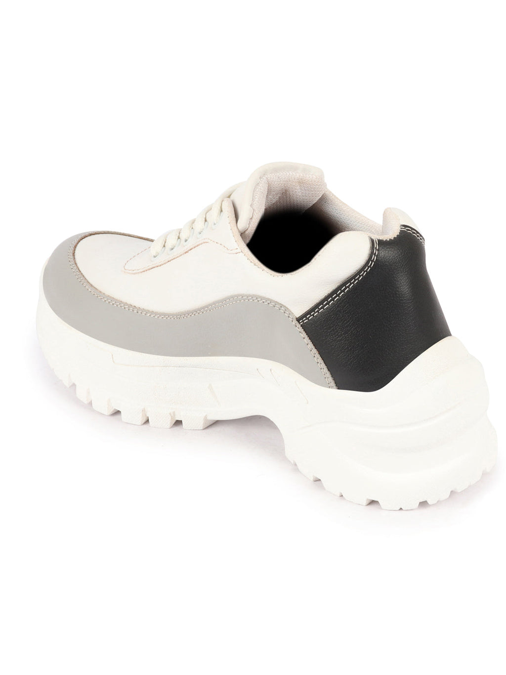 Shop Women Grey Colorblocked Casual Lace Up Sneaker Shoes Online.