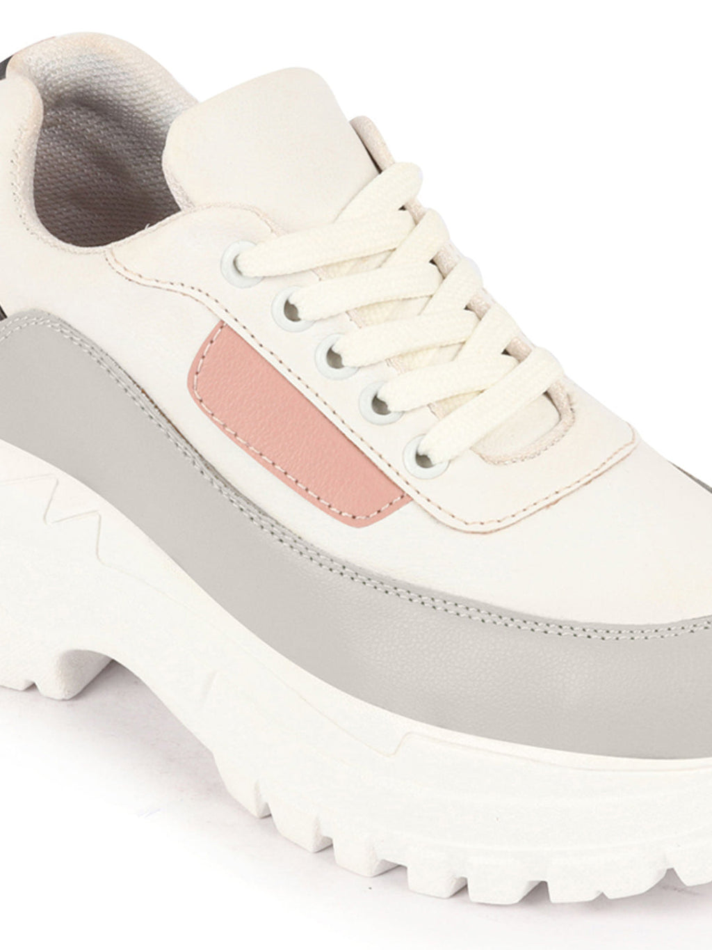 Shop Women Grey Colorblocked Casual Lace Up Sneaker Shoes Online.