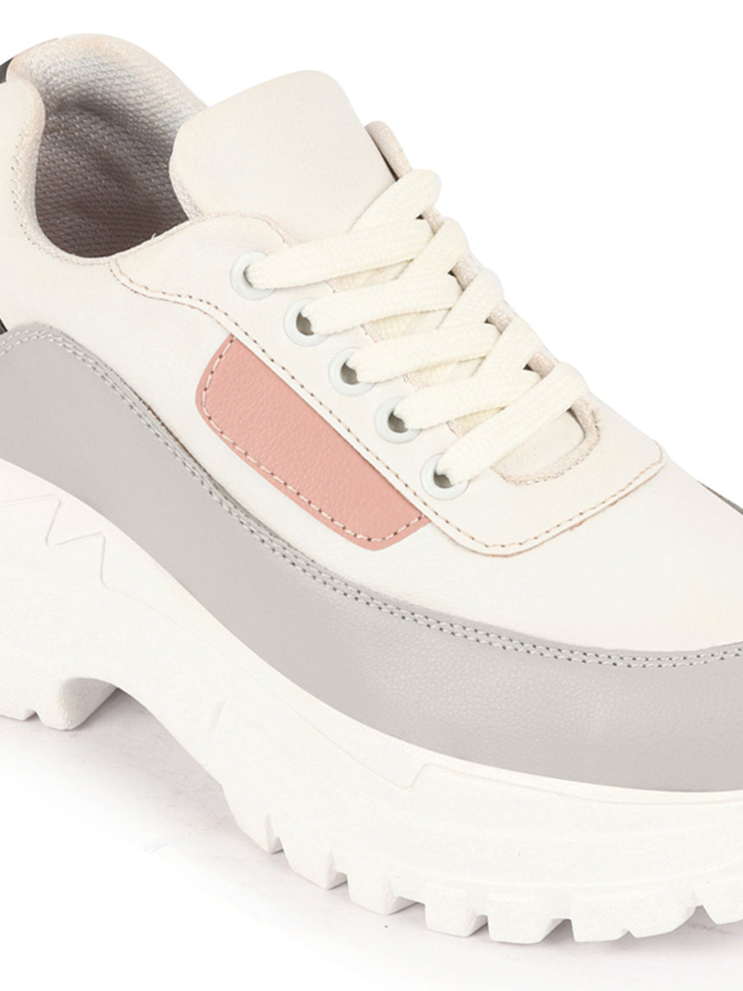 Shop Women Grey Colorblocked Casual Lace Up Sneaker Shoes Online.