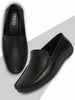 Basics Men Black Textured Print Side Stitched Casual Slip On Loafers and Moccasin Shoes