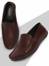 Basics Men Brown Textured Print Side Stitched Casual Slip On Loafers and Moccasin Shoes