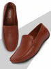 Basics Men Tan Textured Print Side Stitched Casual Slip On Loafers and Moccasin Shoes