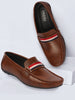 Basics Men Brown Colored Stripe Design Side Stitched Casual Slip On Loafers and Moccasin Shoes