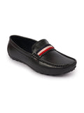 Basics Men Grey Colored Stripe Design Side Stitched Casual Slip On Loafers and Moccasin Shoes