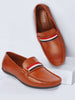 Basics Men Tan Colored Stripe Design Side Stitched Casual Slip On Loafers and Moccasin Shoes