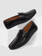 Shop Basics Men Black Laser Cut Logo Design Slip On Loafer Mocassin Shoes Online.