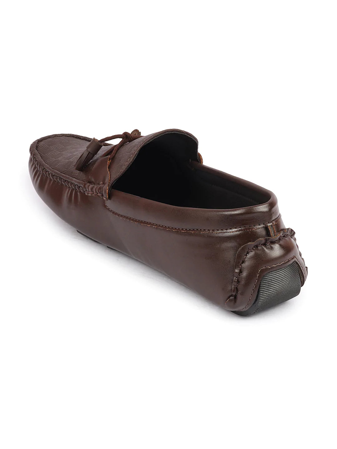 Shop Men Brown Textured Design Casual Tassel Slip On Driving Loafer and Moccasins Online.