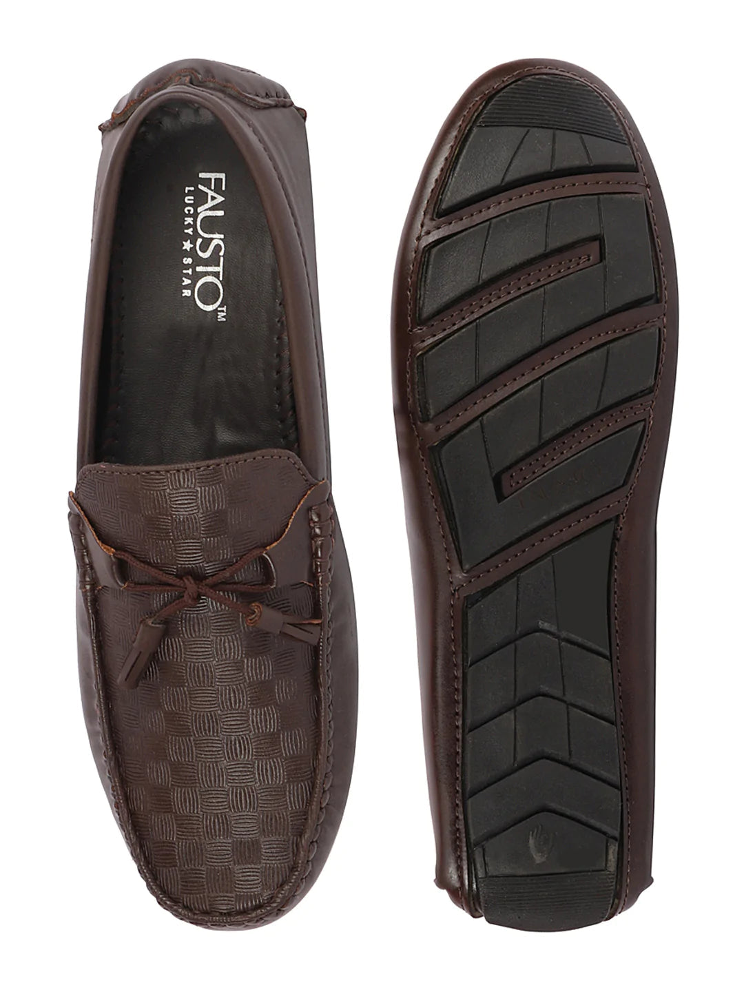 Shop Men Brown Textured Design Casual Tassel Slip On Driving Loafer and Moccasins Online.