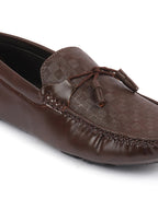 Shop Men Brown Textured Design Casual Tassel Slip On Driving Loafer and Moccasins Online.