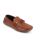 Men Tan Textured Design Casual Tassel Slip On Driving Loafer and Moccasins