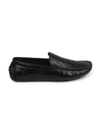 Shop Men Black Textured Design Casual Classic Slip On Driving Loafer and Moccasins Online.