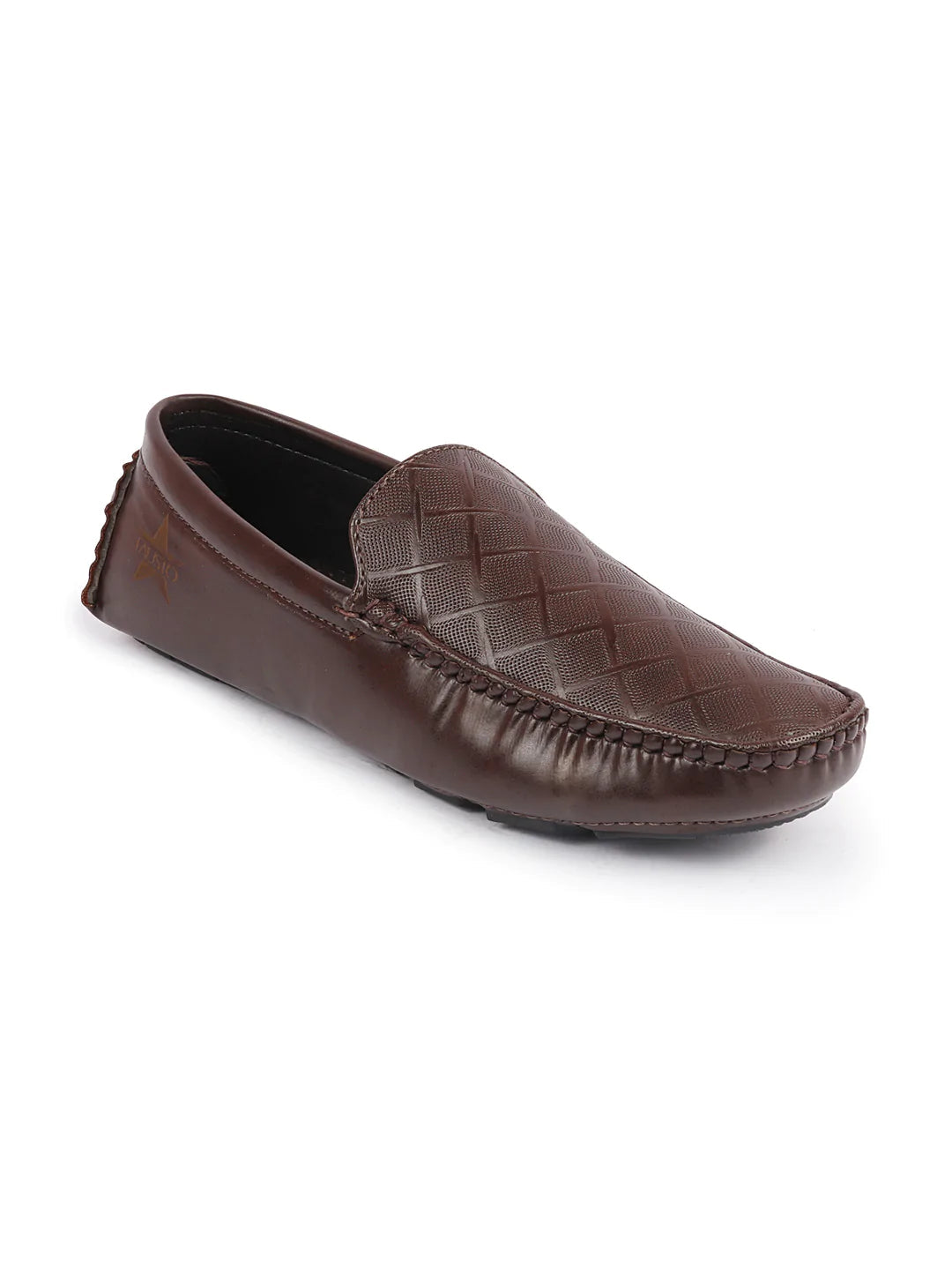 Shop Men Brown Textured Design Casual Classic Slip On Driving Loafer and Moccasins Online.