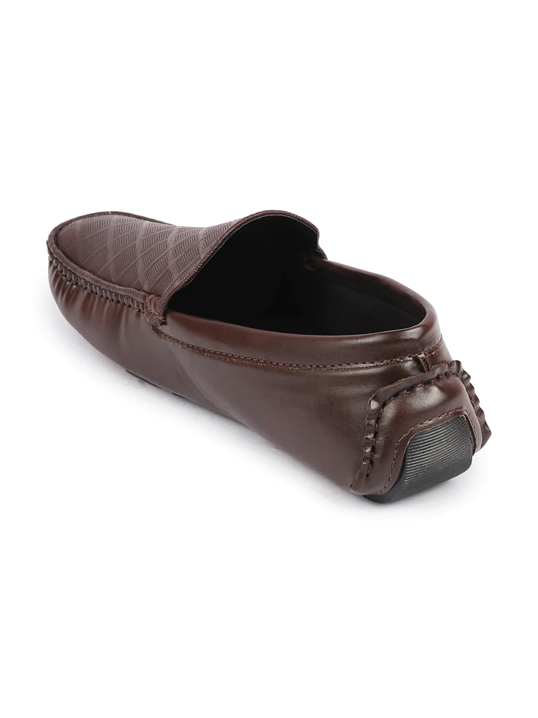 Shop Men Brown Textured Design Casual Classic Slip On Driving Loafer and Moccasins Online.