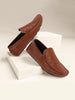 Men Tan Textured Design Casual Classic Slip On Driving Loafer and Moccasins