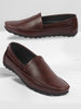 Men Brown Side Stitched Broad Feet Ethnic Slip On Shoes