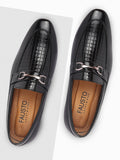 Basics Men Black Horsebit Buckle Formal Embossed Outdoor Comfort Slip On Loafer Shoes