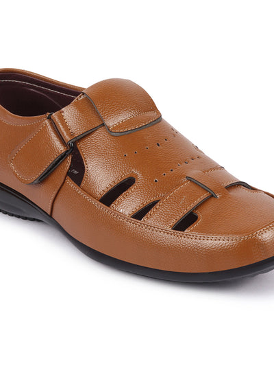 Leather coverd formal cum casual sandals for men