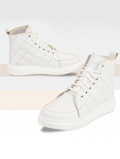 Menbur White Quilted High Top Sneakers