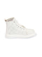Women White High Ankle Top Wedge Heels Stitched Design Lace Up Sneakers Shoes
