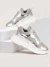 Women Silver Embellished Sporty Design Fashion Stylish Lace Up Sneakers Shoes