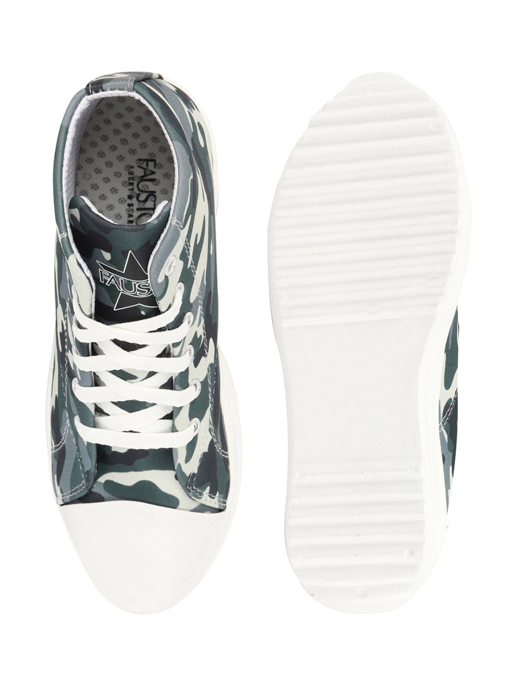 Shop Women Military High Ankle Top Wedge Heels Camouflage Print Canvas Lace Up Sneakers Shoes Online.