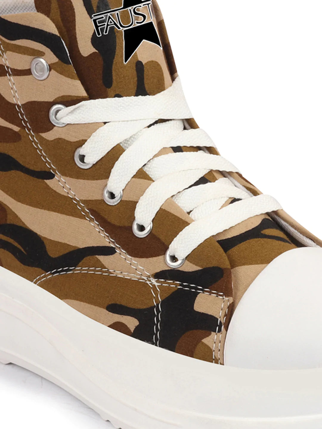 Shop Women Teek High Ankle Top Wedge Heels Camouflage Print Canvas Lace Up Sneakers Shoes Online.