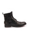 Men Black High Ankle Genuine Leather 7-Eye Cap Toe Lace Up Closure Side Zipper Combat Boots