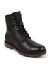 Men Black High Ankle Genuine Leather 8-Eye Lace Up Cap Toe Welted Sole Winter Biker Boots