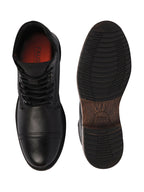 Shop Men Black High Ankle Genuine Leather 8-Eye Lace Up Cap Toe Welted Sole Winter Biker Boots Online.