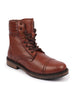 Men Tan High Ankle Genuine Leather 8-Eye Lace Up Cap Toe Welted Sole Winter Biker Boots