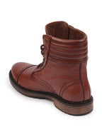 Shop Men Tan High Ankle Genuine Leather 8-Eye Lace Up Cap Toe Welted Sole Winter Biker Boots Online.